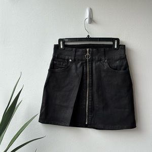 7 for all man kind black leather mini skirt